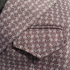 Vintage Retro custom made Racquet Shop suit jacket Burgundy/ pale blue
